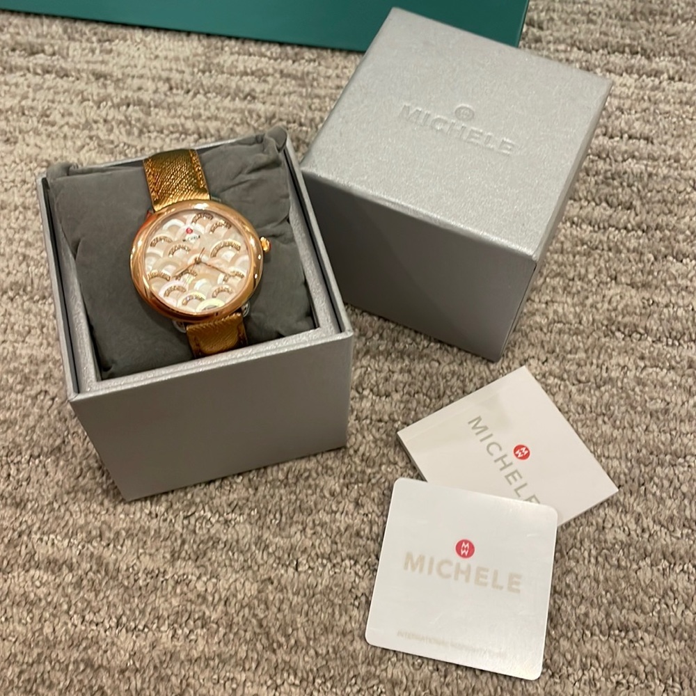 Rose Gold, Crystal and Mother of Pearl Michele Watch